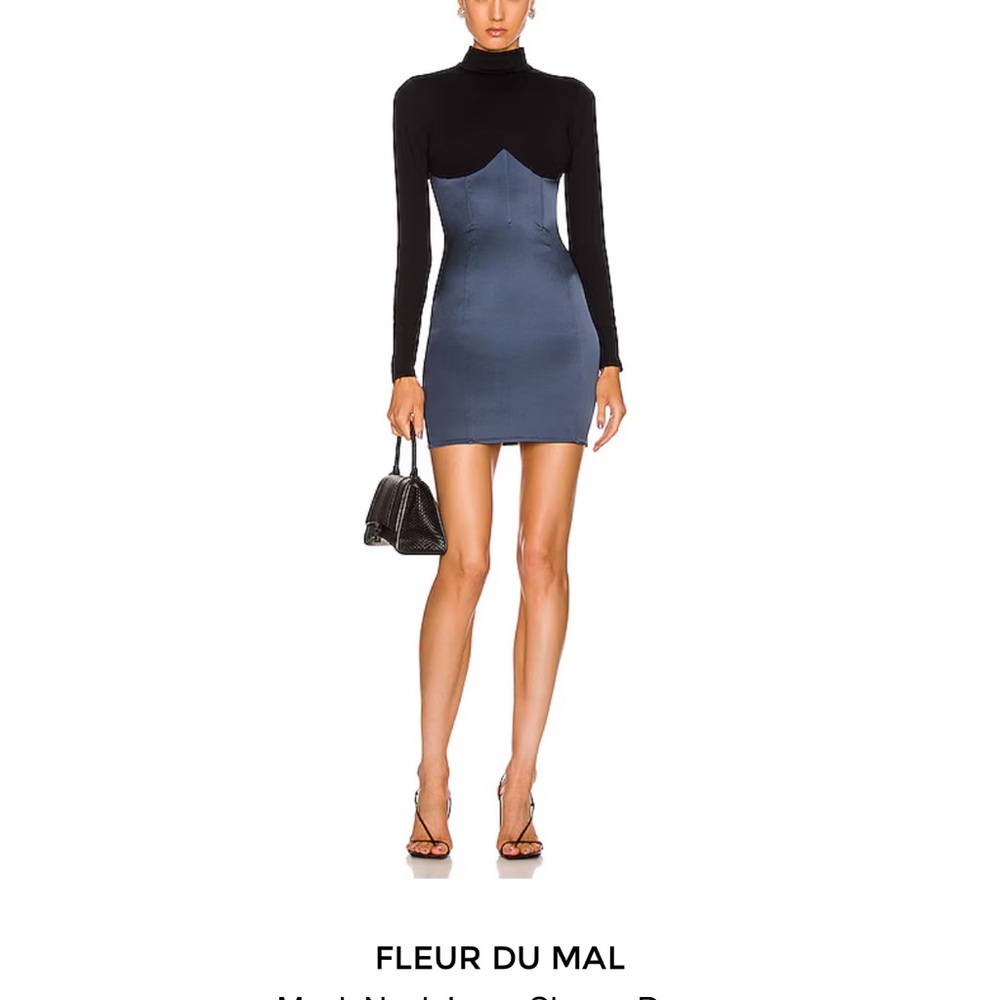 Like new Fleur du Mal Black and Blue Boned Dress